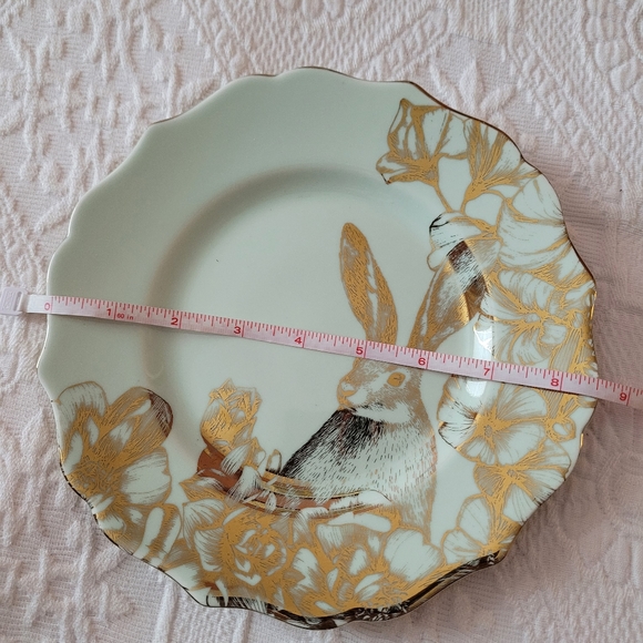 222 5th 🐰 Bunny plate green and gold - Picture 4 of 7